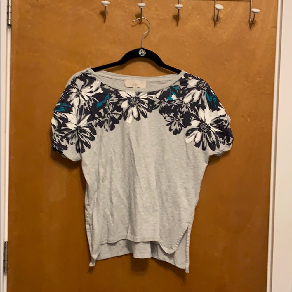 Gray T-shirt with Flower Detail